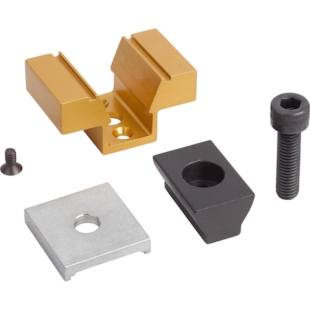 Kipp Wedge Clamp With Machining Allowance D=M08, L=31, 8, Aluminum Anodized, Comp:Mild Steel Black Oxide K0038.08